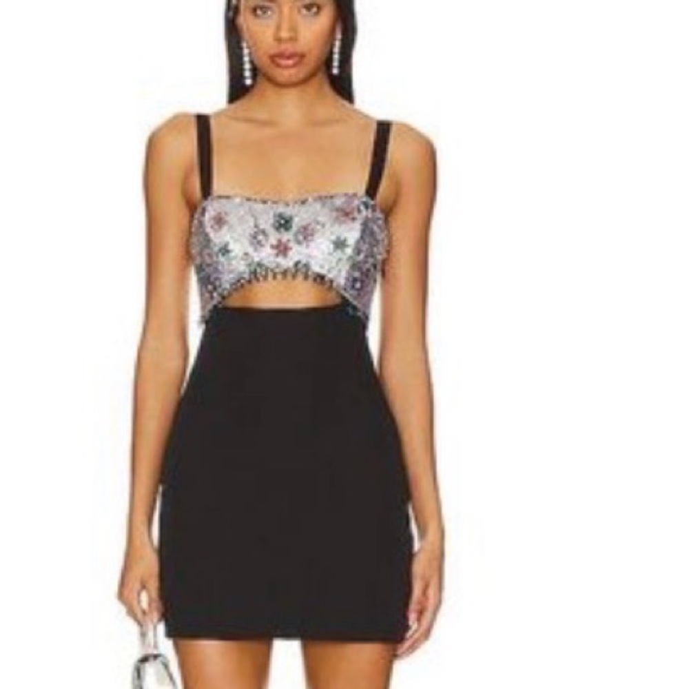 MAJORELLE Black and Silver Mini Dress